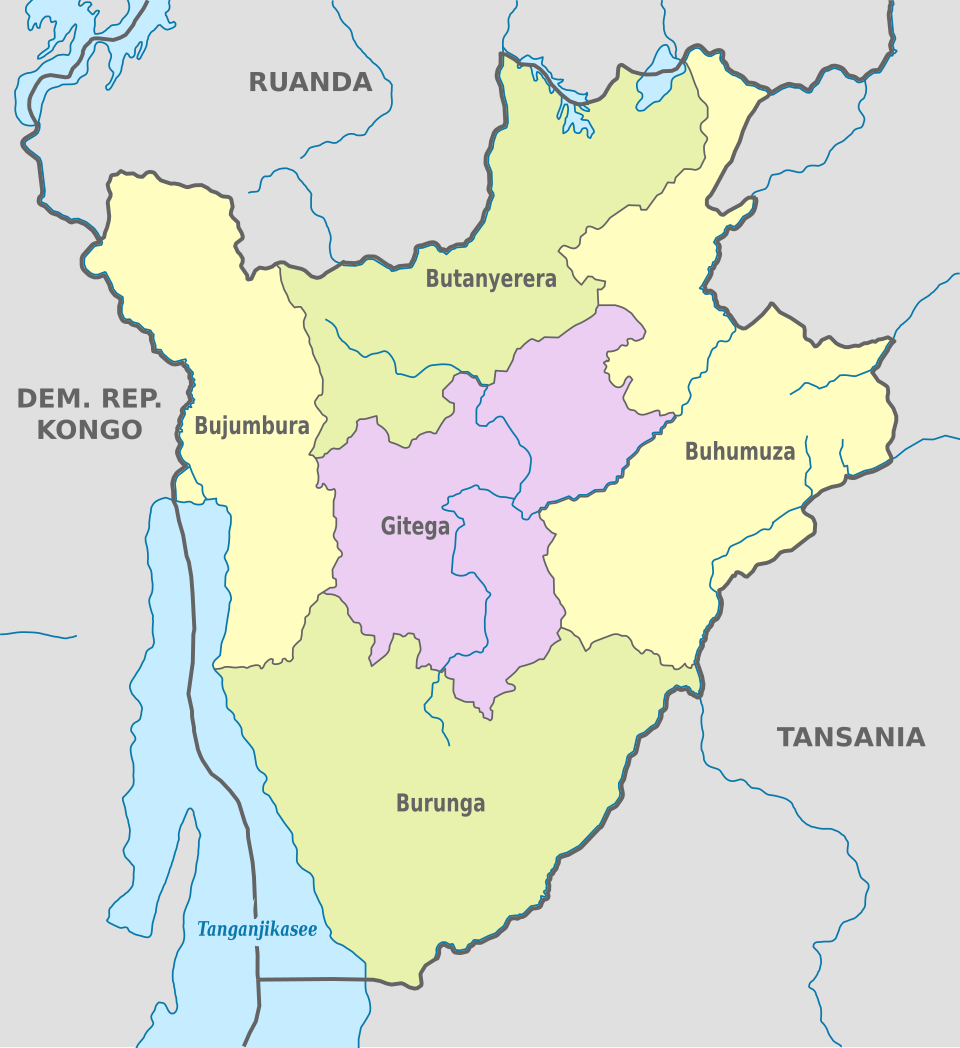 Burundi provinces map